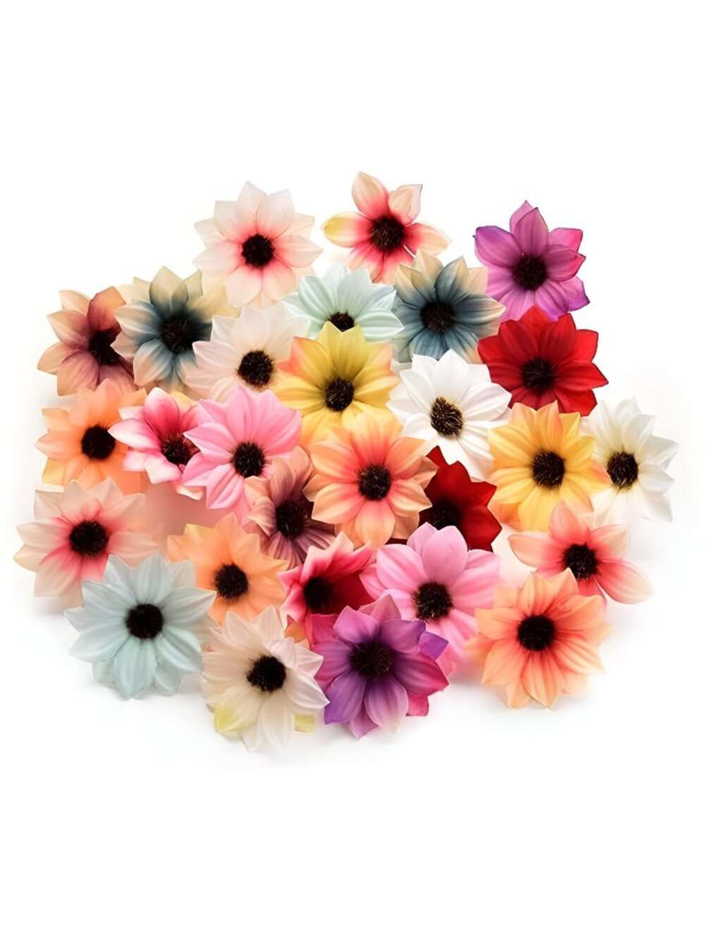 Artificial Silk Daisy Rose Flowers Wall Heads 80Pcs 5cm (Multicolor)